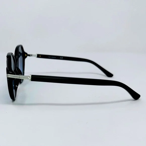 Tory Burch TY7138 Black Geometric Cat Eye Sunglasses Blue Gradient Lenses - Picture 5 of 14
